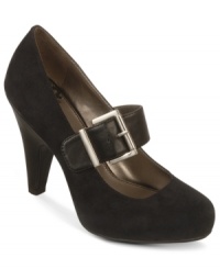 A chunky buckle gives the classic Mary Jane a modern feel. Fergalicious' Celeste platform pumps will add oomph to your favorite looks--be it day or night. A chunky buckle gives the classic Mary Jane a modern feel. Fergalicious' Celeste platform pumps will add oomph to your favorite looks--be it day or night.