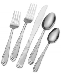 Get ahead of the curve with Pacifica Frost flatware, featuring sculptural waves in stainless steel. One set with four place settings will outfit tables in a snap. Get ahead of the curve with Pacifica Frost flatware, featuring sculptural waves in stainless steel. One set with four place settings will outfit tables in a snap.