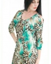 Women's Bacci Chained Roundneck Lux Print Dress Aqua Small