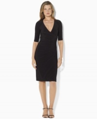 The season's new classic is rendered in fluid matte jersey in a faux-wrap silhouette that flatters the figure, from Lauren by Ralph Lauren. The season's new classic is rendered in fluid matte jersey in a faux-wrap silhouette that flatters the figure, from Lauren by Ralph Lauren.