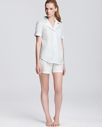A classic short sleeve top and matching boxers are a must-have set for stylish lounging. A classic short sleeve top and matching boxers are a must-have set for stylish lounging.