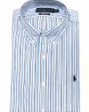 Ralph Lauren Men's Dress Shirt in White, Blue, Navy Pony CUSTOM FIT