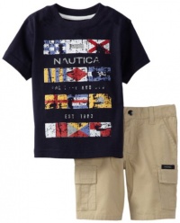 Nautica Boys 2-7 2 Piece Multi Flag Short Set, Sport Navy, 4T Nautica Boys 2-7 2 Piece Multi Flag Short Set, Sport Navy, 4T