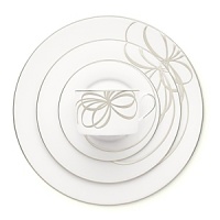 The new Belle Boulevard collection from Kate Spade reflects the classic elegance that is identifiably Kate Spade. The platinum banded, white-body, fine bone china pattern features a series of looping platinum bows that create a layered effect when the place settings are stacked. The new Belle Boulevard collection from Kate Spade reflects the classic elegance that is identifiably Kate Spade. The platinum banded, white-body, fine bone china pattern features a series of looping platinum bows that create a layered effect when the place settings are stacked.