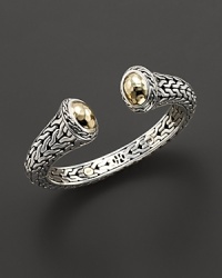 From the Palu collection, woven chain kick cuff with 22 Kt. gold rounded tips. Designed by John Hardy. From the Palu collection, woven chain kick cuff with 22 Kt. gold rounded tips. Designed by John Hardy.