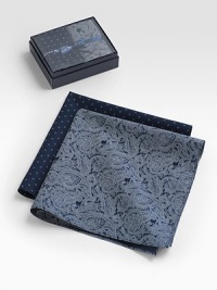 Premier style crafted for any gentleman, woven with neat and paisley patterns in superb cotton batiste. Boxed set of 2 About 18½ square Cotton; machine wash Imported Premier style crafted for any gentleman, woven with neat and paisley patterns in superb cotton batiste. Boxed set of 2 About 18½ square Cotton; machine wash Imported
