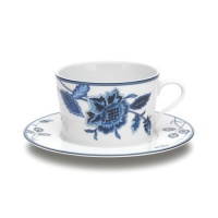 Mikasa Indigo Bloom Cappuccino Cup and Saucer Set Mikasa Indigo Bloom Cappuccino Cup and Saucer Set