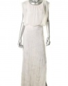 Aidan Mattox Blouson Ivory Chiffon Sequin Geometric Design Gown Maxi Full Length Dress Size 6 MSRP $585