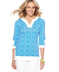 Refresh your spring wardrobe with this tailored tunic from Charter Club. A winning fit and luxe print makes for a chic look no matter where you wear it! Refresh your spring wardrobe with this tailored tunic from Charter Club. A winning fit and luxe print makes for a chic look no matter where you wear it!