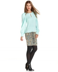 Add fierce flair to your fall look with this leopard BCBGMAXAZRIA pencil skirt -- perfect for adding a pop of print to your style! Add fierce flair to your fall look with this leopard BCBGMAXAZRIA pencil skirt -- perfect for adding a pop of print to your style!