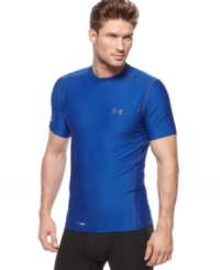 Gear up and get out. This dry-fit t-shirt from Under Armour® is made with Heatgear® technology to guard you from harmful UV rays during your workout. Gear up and get out. This dry-fit t-shirt from Under Armour® is made with Heatgear® technology to guard you from harmful UV rays during your workout.