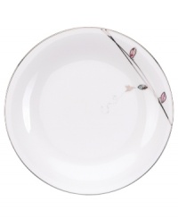 Hummingbirds twirl and buzz from flowery pink leaves to blue on the dreamy bone china dinner plates from Lenox Lifestyle dinnerware. The dishes from the Silver Song collection are crisscrossed with platinum branches and abound with fanciful springtime delight and irresistible modern charm. (Clearance) Hummingbirds twirl and buzz from flowery pink leaves to blue on the dreamy bone china dinner plates from Lenox Lifestyle dinnerware. The dishes from the Silver Song collection are crisscrossed with platinum branches and abound with fanciful springtime delight and irresistible modern charm. (Clearance)
