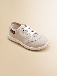 This cozy pair of neutral-hued canvas kicks for your little angel will mix and match with everything.Slip-onCanvas upperCanvas liningRubber solePadded insoleImported This cozy pair of neutral-hued canvas kicks for your little angel will mix and match with everything.Slip-onCanvas upperCanvas liningRubber solePadded insoleImported