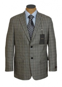 Tasso Elba Mens 2 Button Khaki Plaid Wool Sport Coat Jacket