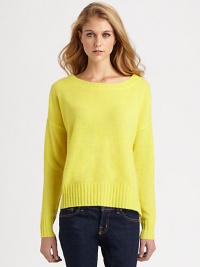 Slouchy-chic sweater of pure cashmere has a shoulder-baring boatneck, dropped shoulders and ribbed trim. Ribbed boatneckDropped shouldersLong sleevesRibbed cuffs and hemCashmereDry cleanImportedModel shown is 5'11 (178cm) wearing US size Small.