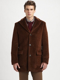 EXCLUSIVELY AT SAKS. This top coat offers classic tailoring is made from a soft combination of alpaca and wool.Single-breasted styleButton frontPatch pocketsBack ventAbout 35 from shoulder to hem50% alpaca/50% virgin woolDry cleanMade in Italy EXCLUSIVELY AT SAKS. This top coat offers classic tailoring is made from a soft combination of alpaca and wool.Single-breasted styleButton frontPatch pocketsBack ventAbout 35 from shoulder to hem50% alpaca/50% virgin woolDry cleanMade in Italy