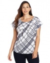 Anne Klein Women's Plaid Print Sleeveless Blouse