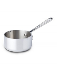 You'll melt over the convenience of this clever kitchen addition. All-Clad's signature three-ply bonded design, aluminum core and easy-to-clean stainless steel interior evenly heat up butter, syrup and other sauces for a hassle-free addition to every meal. Uniquely shaped with a pour spout on each side of the pan for easy spill-proof pouring and serving! Lifetime warranty. You'll melt over the convenience of this clever kitchen addition. All-Clad's signature three-ply bonded design, aluminum core and easy-to-clean stainless steel interior evenly heat up butter, syrup and other sauces for a hassle-free addition to every meal. Uniquely shaped with a pour spout on each side of the pan for easy spill-proof pouring and serving! Lifetime warranty.