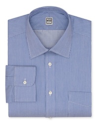 From Ike Behar, a sophisticated regular fit shirt rendered in a soft textured cotton with allover tonal stripes.