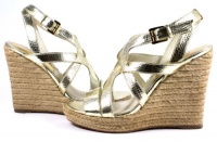 Michael Kors Palm Beach Espadrille Womens Size 7.5 Gold Wedge Sandals Shoes Michael Kors Palm Beach Espadrille Womens Size 7.5 Gold Wedge Sandals Shoes