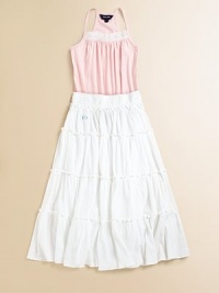 Channeling breezy bohemian style, a whimsical skirt in crinkled cotton voile makes a sweeping statement in a tiered maxi silhouette.Smocked waistbandCottonMachine washImported Channeling breezy bohemian style, a whimsical skirt in crinkled cotton voile makes a sweeping statement in a tiered maxi silhouette.Smocked waistbandCottonMachine washImported