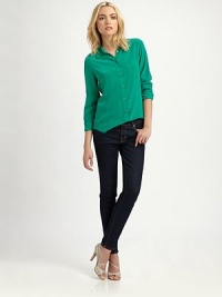 The perfect wardrobe essential, crafted from gorgeous silk with a versatile long hem.Point collarButton frontChest pocketLong sleeves with button cuffsBack yoke and box pleatShirttail hemAbout 27 from shoulder to hemSilkDry cleanImportedModel shown is 5'10 (178cm) wearing US size Small. The perfect wardrobe essential, crafted from gorgeous silk with a versatile long hem.Point collarButton frontChest pocketLong sleeves with button cuffsBack yoke and box pleatShirttail hemAbout 27 from shoulder to hemSilkDry cleanImportedModel shown is 5'10 (178cm) wearing US size Small.