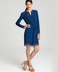 A sophisticated spin on the classic kimono silhouette, this DIANE von FURSTENBERG crepe dress features elegant pleats, a front snap placket and a flattering drawstring waist with silver hardware. A sophisticated spin on the classic kimono silhouette, this DIANE von FURSTENBERG crepe dress features elegant pleats, a front snap placket and a flattering drawstring waist with silver hardware.