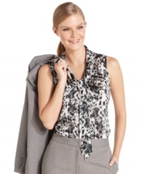 Kasper's sophisticated tie-neck top is enlivened by a splashy print. Tuck into your trousers for a workday look that's super stylish. Kasper's sophisticated tie-neck top is enlivened by a splashy print. Tuck into your trousers for a workday look that's super stylish.