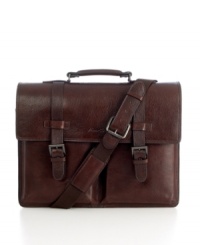 A rich, buttery cowhide leather brings luxury to the structure of this briefcase, which features roomy pockets, a spacious main compartment and an organizer panel, resulting in a stylish and simplistic design that gives you a framework to live by. Limited lifetime warranty. A rich, buttery cowhide leather brings luxury to the structure of this briefcase, which features roomy pockets, a spacious main compartment and an organizer panel, resulting in a stylish and simplistic design that gives you a framework to live by. Limited lifetime warranty.