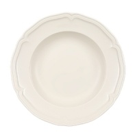 The Villeroy & Boch Manoir dinnerware collection offers mannered elegance with simple modern shapes that respect craft and classic design. With a scalloped edge, this fine soup bowl brings sophistication to your succulent stews and delicious soups, adding another dimension to your complete table setting. The Villeroy & Boch Manoir dinnerware collection offers mannered elegance with simple modern shapes that respect craft and classic design. With a scalloped edge, this fine soup bowl brings sophistication to your succulent stews and delicious soups, adding another dimension to your complete table setting.