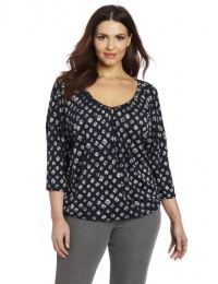 Lucky Brand Women's Plus-Size Shibori Double V-Neck Top Lucky Brand Women's Plus-Size Shibori Double V-Neck Top