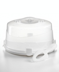 Don't let your baked treats become travel casualties. This carrier lets you bring beautiful baked goods wherever you go, offering protection and versatility with its high dome cover and secure locking base. Limited lifetime warranty. Don't let your baked treats become travel casualties. This carrier lets you bring beautiful baked goods wherever you go, offering protection and versatility with its high dome cover and secure locking base. Limited lifetime warranty.
