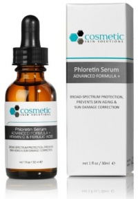 Phloretin CF serum Advanced Formula + 1 fl oz / 30 ml. Broad-Range premium antioxidant treatment. Contains 2% Phloretin, 10% L-Ascorbic Acid, and 0.5% Ferulic acid.