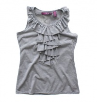 Epic Threads Shirt, 7-16 Girls Heather Grey Ruffle Sleeveless Top- Large Epic Threads Shirt, 7-16 Girls Heather Grey Ruffle Sleeveless Top- Large