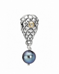 As tempting as a bunch of fresh grapes, this PANDORA charm features a textured sterling silver accented with a 14K gold bezel-set diamond and dangling blue freshwater pearl.
