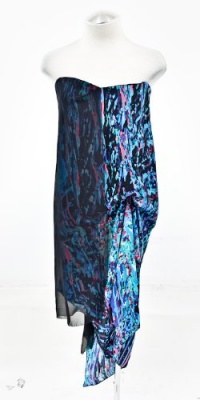 BCBGMAXAZRIA Runway Blue Combo Drape Dress BCBGMAXAZRIA Runway Blue Combo Drape Dress