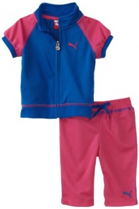 PUMA - Kids Baby Girl's Zip Jacket And Mesh Capri Set, Pink, 18 Months PUMA - Kids Baby Girl's Zip Jacket And Mesh Capri Set, Pink, 18 Months