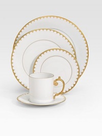 A stunning bread & butter plate in fine Limoges porcelain, made entirely by hand and finished with individually-applied 14k gold filet border. From the Aegean Filet Collection Porcelain 6½ diam. Dishwasher safe Imported A stunning bread & butter plate in fine Limoges porcelain, made entirely by hand and finished with individually-applied 14k gold filet border. From the Aegean Filet Collection Porcelain 6½ diam. Dishwasher safe Imported