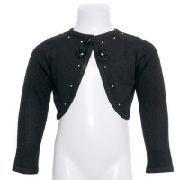 Bonnie Jean Little Girls 5 Black Ribbon Floral Christmas Bolero Bonnie Jean Little Girls 5 Black Ribbon Floral Christmas Bolero