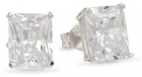 Platinum Plated Sterling Silver Emerald-Cut Cubic Zirconia Stud Earrings Platinum Plated Sterling Silver Emerald-Cut Cubic Zirconia Stud Earrings