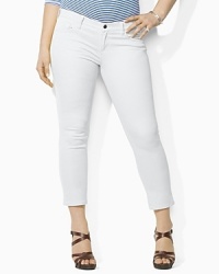 Rendered in a sleek python print, our slimming modern jean is crafted in a chic ankle-length silhouette and cut with a slim leg. Rendered in a sleek python print, our slimming modern jean is crafted in a chic ankle-length silhouette and cut with a slim leg.