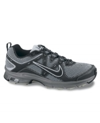 Track or trail? Doesn't matter. These lightweight Nike sneaks are tough enough for any terrain and a perfect fit for a guy on the go. Track or trail? Doesn't matter. These lightweight Nike sneaks are tough enough for any terrain and a perfect fit for a guy on the go.