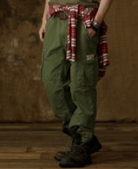Faded and frayed for handsome ruggedness, this surplus-inspired cargo pant will become your favorite for a downtown, deconstructed look. Faded and frayed for handsome ruggedness, this surplus-inspired cargo pant will become your favorite for a downtown, deconstructed look.