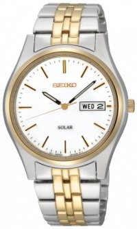 Seiko Men's SNE032 Two-Tone Solar White Dial Watch Seiko Men's SNE032 Two-Tone Solar White Dial Watch