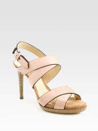 Smooth, suede-lined Italian leather in a strappy silhouette with contrast trim and an adjustable slingback strap. Stacked heel, 3¾ (95mm)Covered platform, ½(15mm)Compares to a 3¼ heel(80mm)Leather upperSuede liningLeather solePadded insoleMade in ItalyOUR FIT MODEL RECOMMENDS ordering one size up as this style runs small. Smooth, suede-lined Italian leather in a strappy silhouette with contrast trim and an adjustable slingback strap. Stacked heel, 3¾ (95mm)Covered platform, ½(15mm)Compares to a 3¼ heel(80mm)Leather upperSuede liningLeather solePadded insoleMade in ItalyOUR FIT MODEL RECOMMENDS ordering one size up as this style runs small.