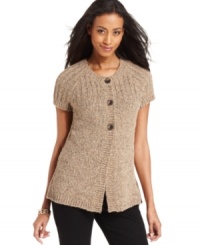 Charter Club's marled knit sweater is a figure-flattering must-have, thanks to the swingy silhouette. Charter Club's marled knit sweater is a figure-flattering must-have, thanks to the swingy silhouette.