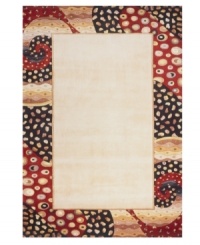 A stunning centerpiece, this Momeni area rug features spots and swirls that form a dramatic border in bold reds and blacks. Hand-tufted and carved by expert artisans using a special blend of the highest-quality Chinese wools, this rug adds exceptional softness to any space. A stunning centerpiece, this Momeni area rug features spots and swirls that form a dramatic border in bold reds and blacks. Hand-tufted and carved by expert artisans using a special blend of the highest-quality Chinese wools, this rug adds exceptional softness to any space.