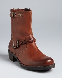 The biker boot goes West in this Paul Green design, with braided harness details and warmly rustic leather. The biker boot goes West in this Paul Green design, with braided harness details and warmly rustic leather.