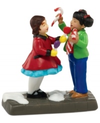 Two little girls exchange sweet gifts – traditional candy canes and lollipops bought fresh from Rachael's Candy Shop. A too-cute collectible from Department 56. Two little girls exchange sweet gifts – traditional candy canes and lollipops bought fresh from Rachael's Candy Shop. A too-cute collectible from Department 56.