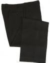 Ralph Lauren Mens Flat Front Solid Black Wool Dress Pants